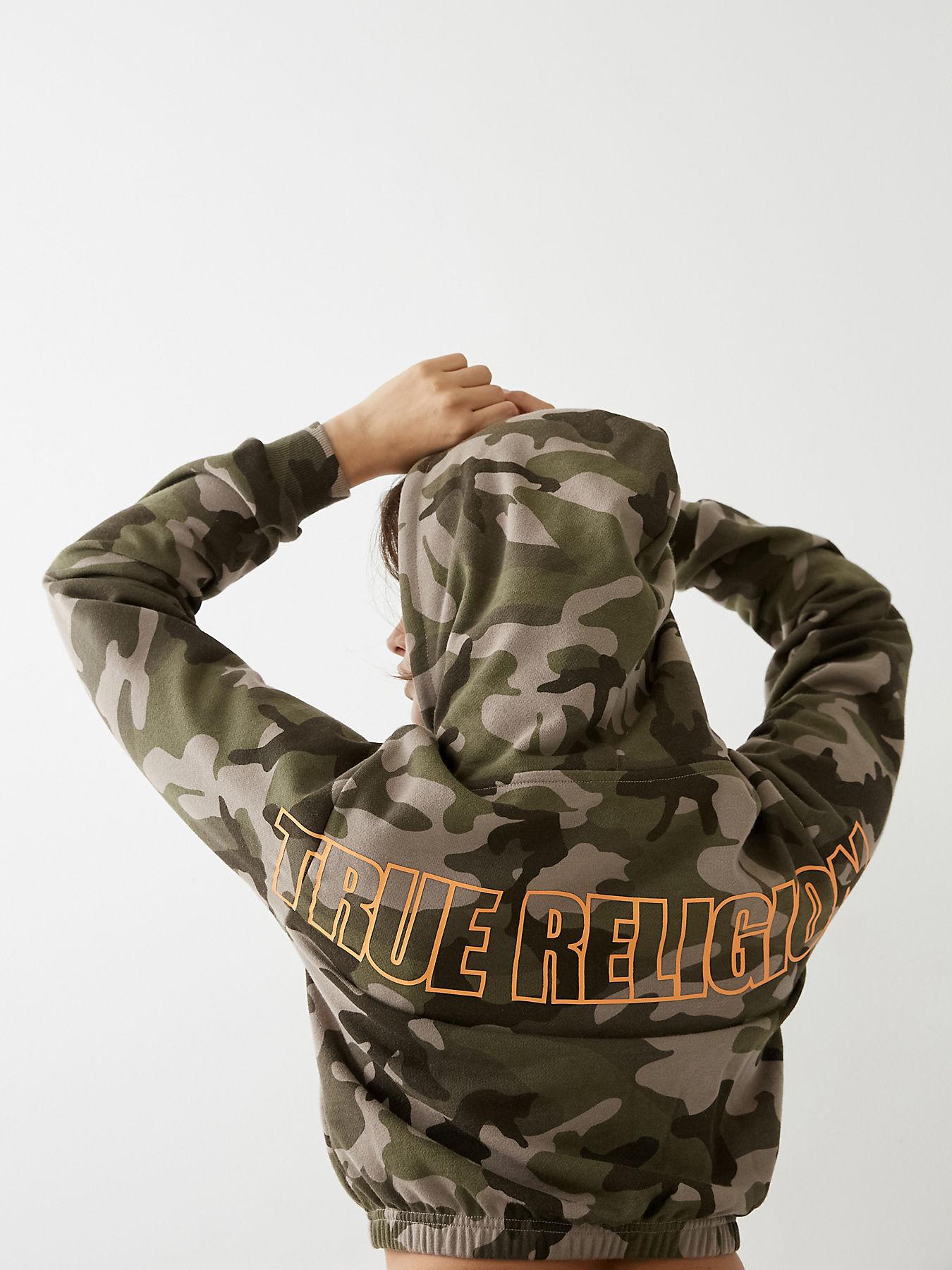 True Religion Cotton Camo Logo Zip Crop 