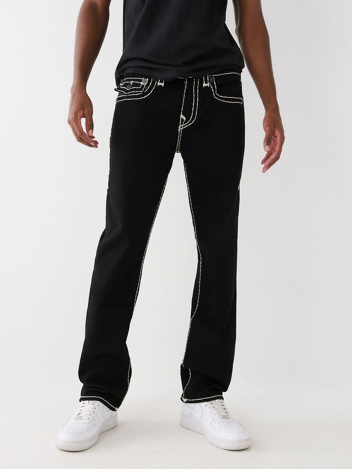 True Religion Ricky Super T Stitch Straight Jean in Black for Men