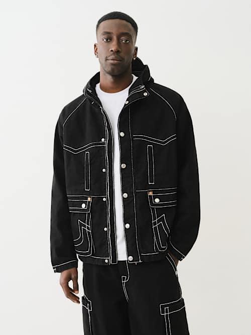 パーカー・フーディ True Religion X Fetch Denim Separate Parka Black True Religion Denim Big T Hooded Parka Jacket in Black for