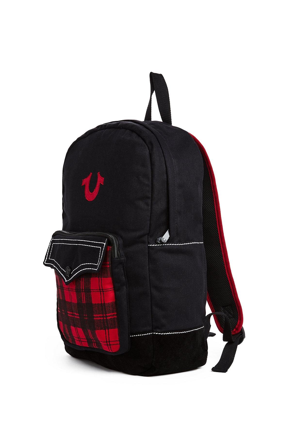 True Religion Plaid Backpack in Black 