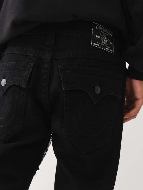 TRUE RELIGION Rocco Distressed Stacked Jean in Black for Men