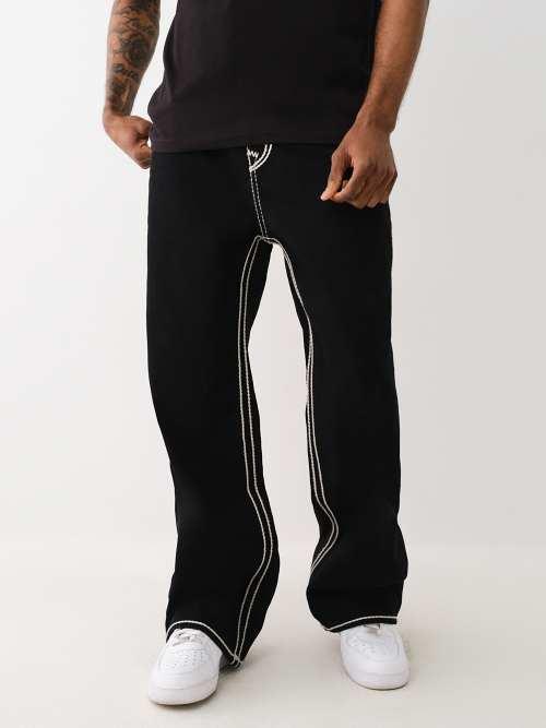 TRUE RELIGION Vinny Rope Stitch Ultra Baggy Jean in Black for Men