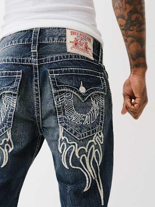 TRUE RELIGION Bw X Tr Billy Indigo Flame Bootcut Jean in Red for