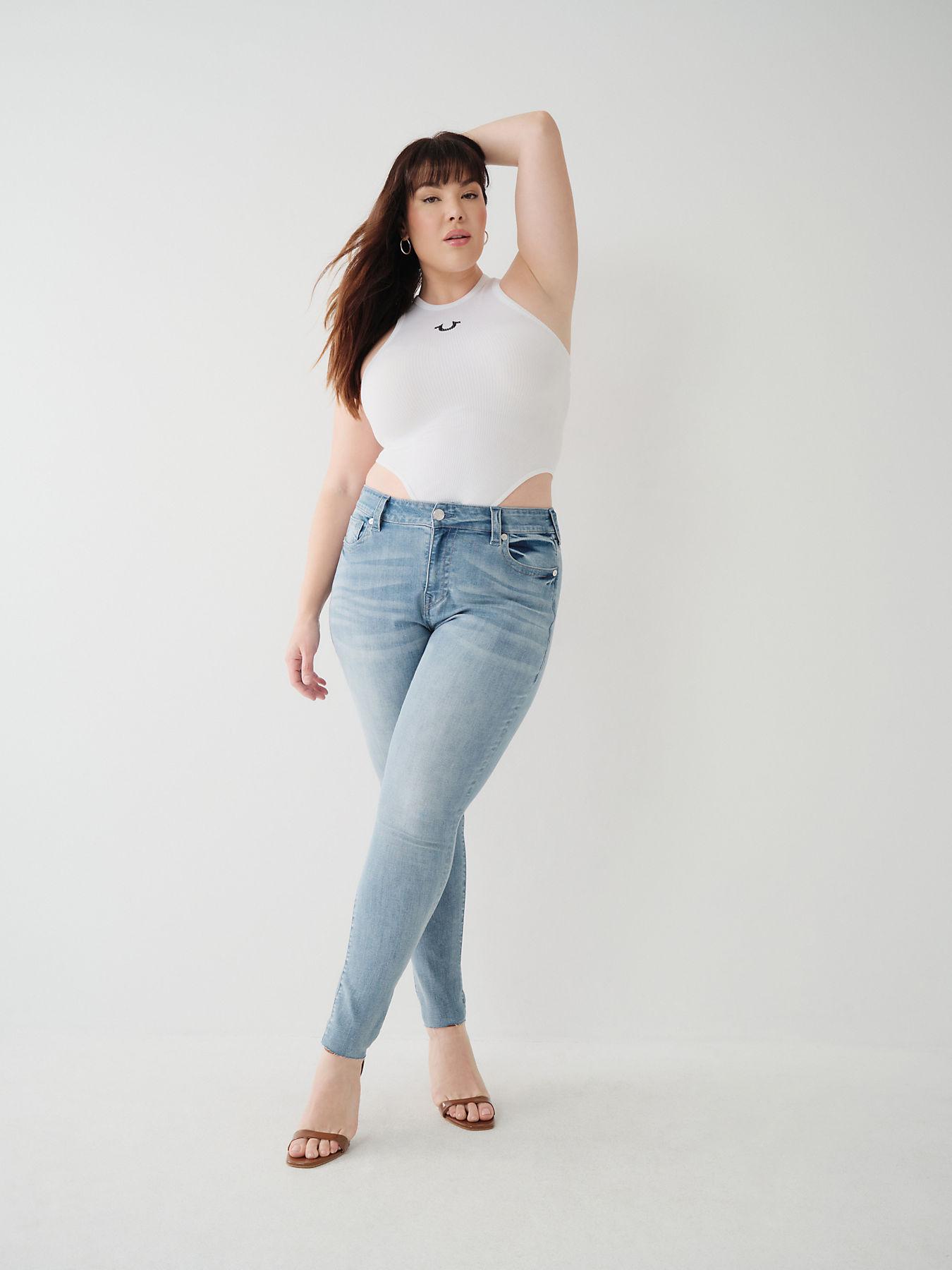True Religion Jennie Mid Rise Curvy Skinny Jean in Blue | Lyst