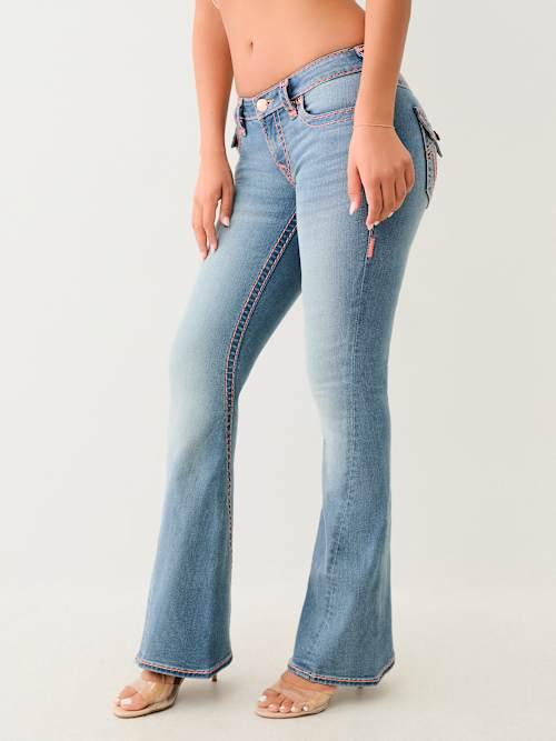 TRUE RELIGION Joey Low Rise Super T Flare Jean in Blue | Lyst
