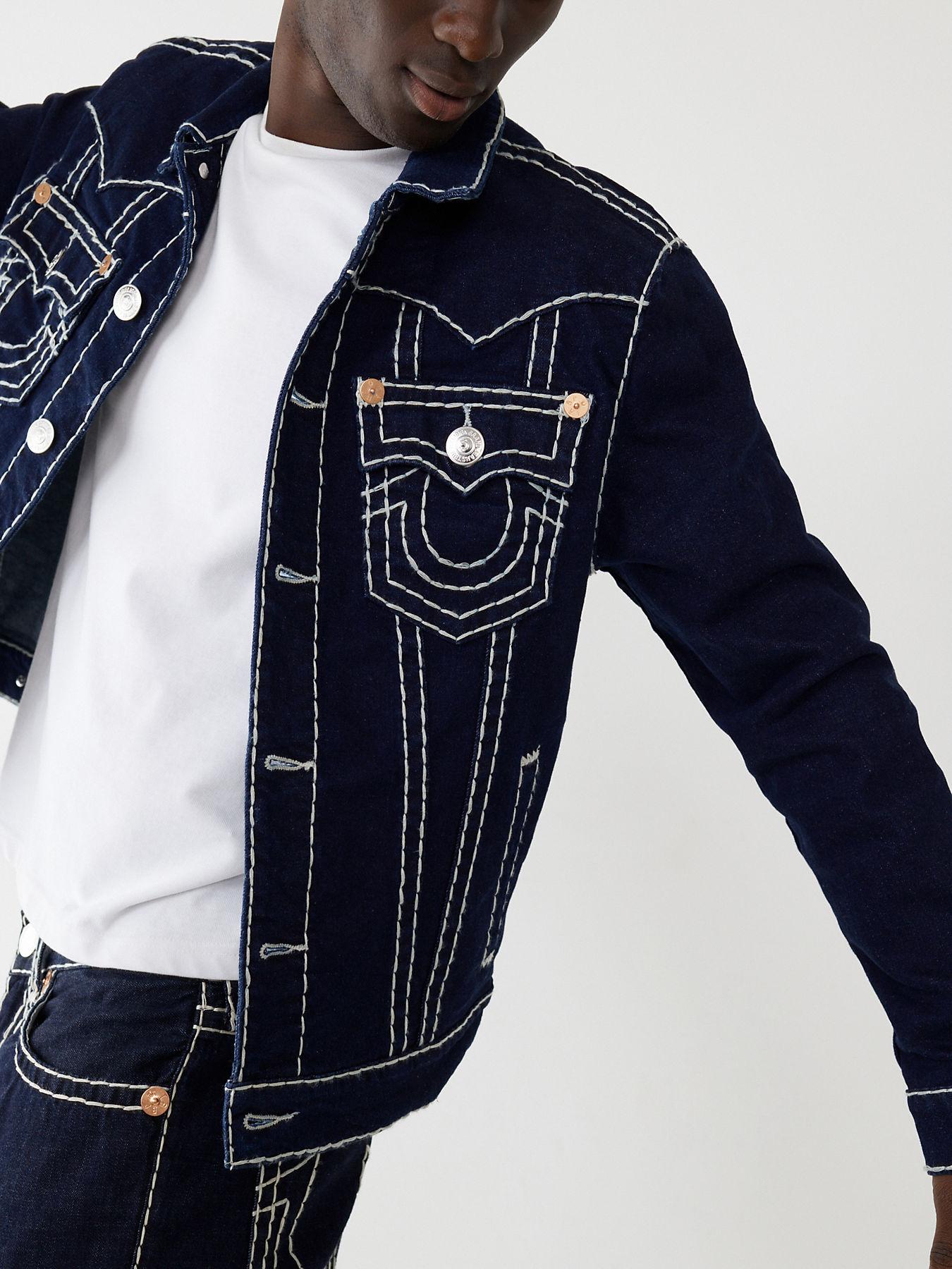 True Religion Jimmy Super T Stitch Denim Jacket in Blue for Men | Lyst
