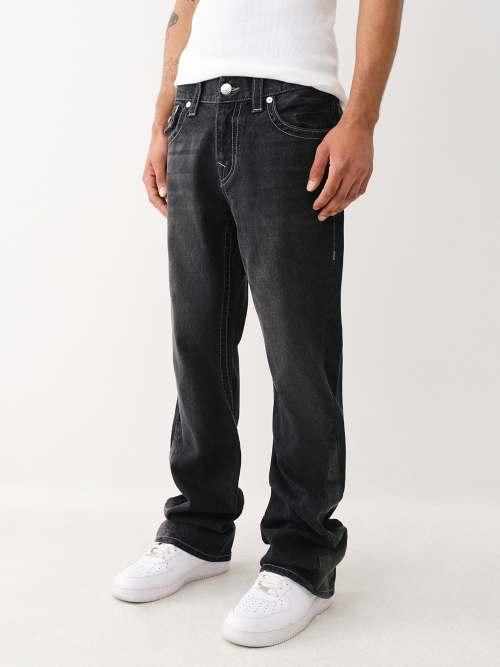 True Religion Single Needle Slim Flare Jean in Black | Lyst