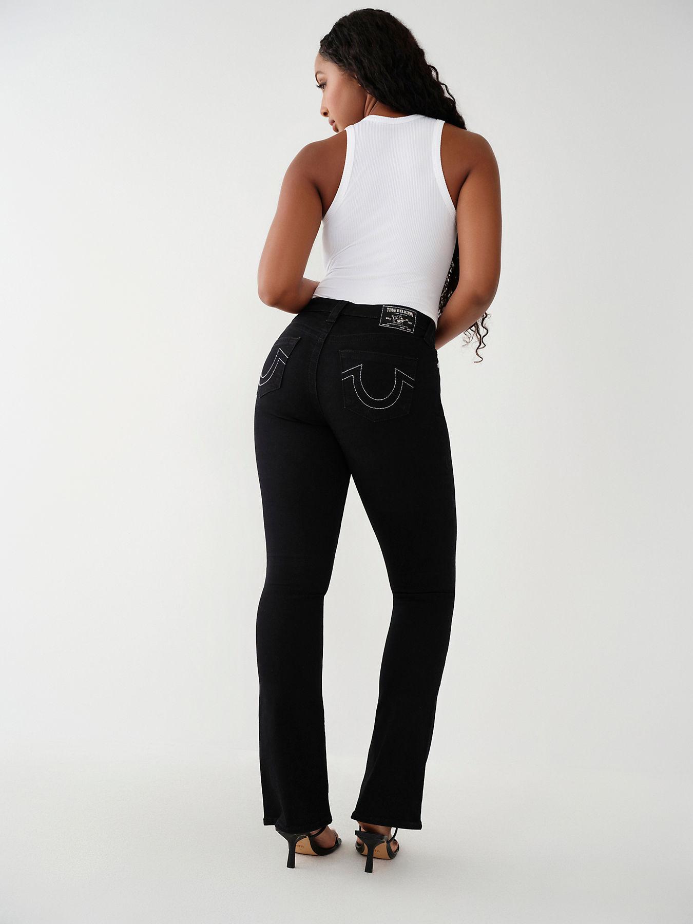 Black Womens True Religion Jeans JOEY LOW RISE BIG T FLARE JEAN