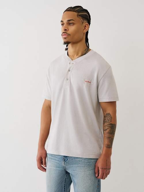 TRUE RELIGION ★【Tシャツ】MINERAL PATCH HENLEY True Religion Mineral Patch Henley T-shirt in White for Men