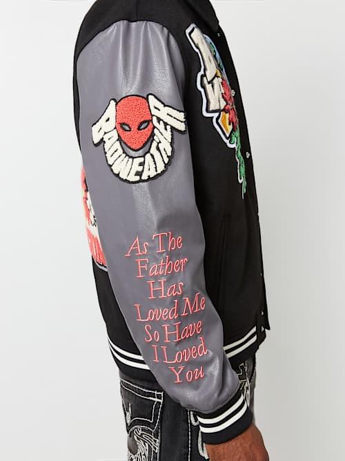 True Religion Bw X Tr Patch Varsity Jacket in Red for Men | Lyst