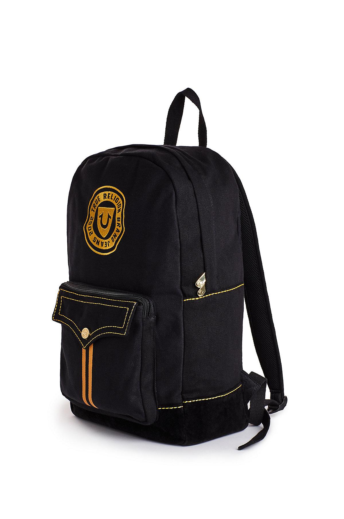 true religion backpack black and gold