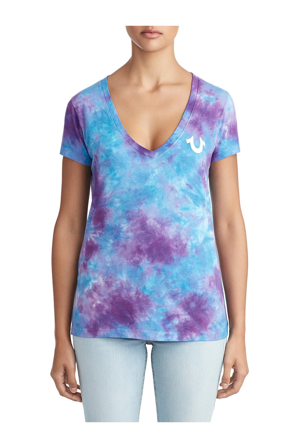 blue tie dye true religion shirt