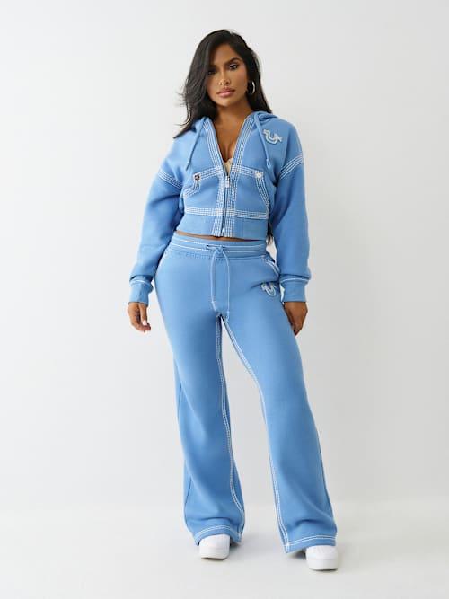 True Religion Super Qt Relaxed Zip Hoodie in Blue | Lyst