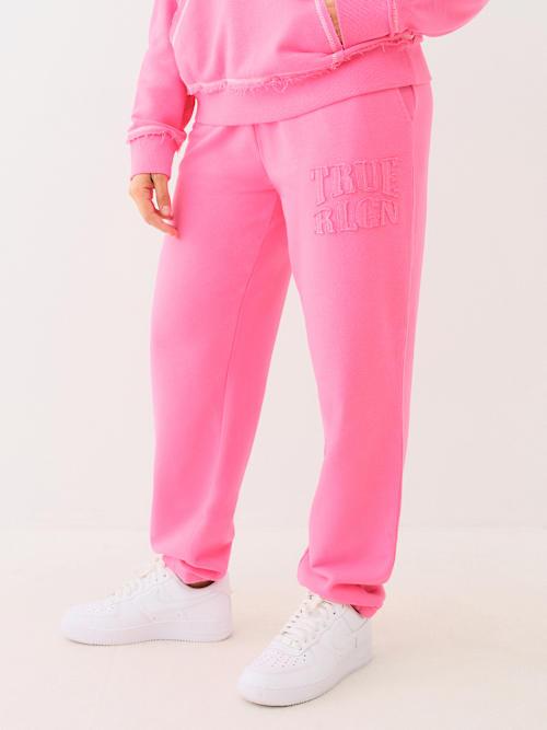True Religion Contrast Foldover Boyfriend Jogger in Pink Lyst