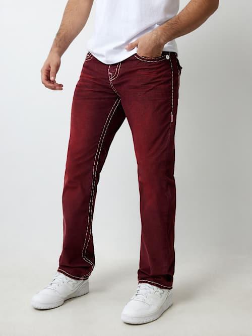 TRUE RELIGION Ricky Super T Micro Corduroy Straight Pant in Red