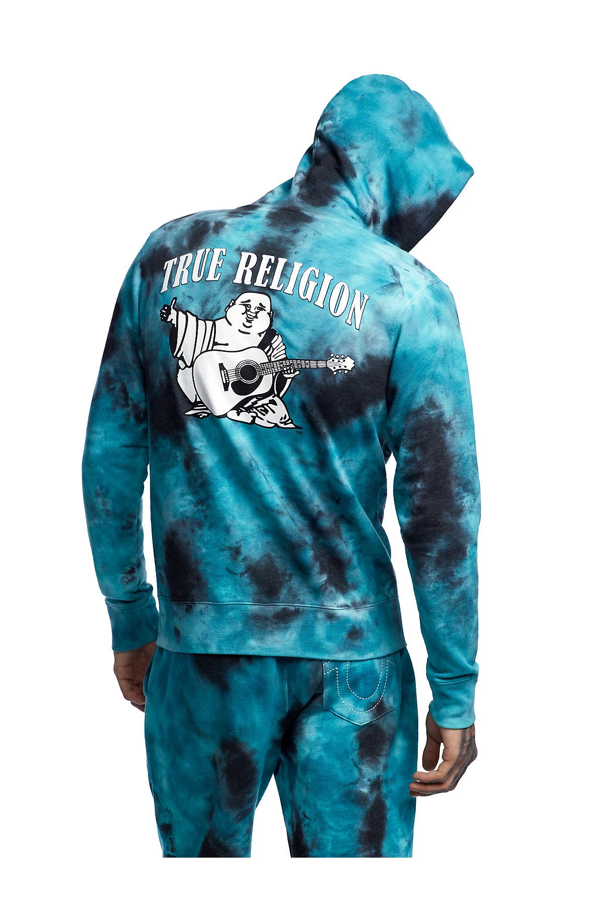 True Religion Felt Tie Dye Zip Hoodie in Blue for Men Lyst