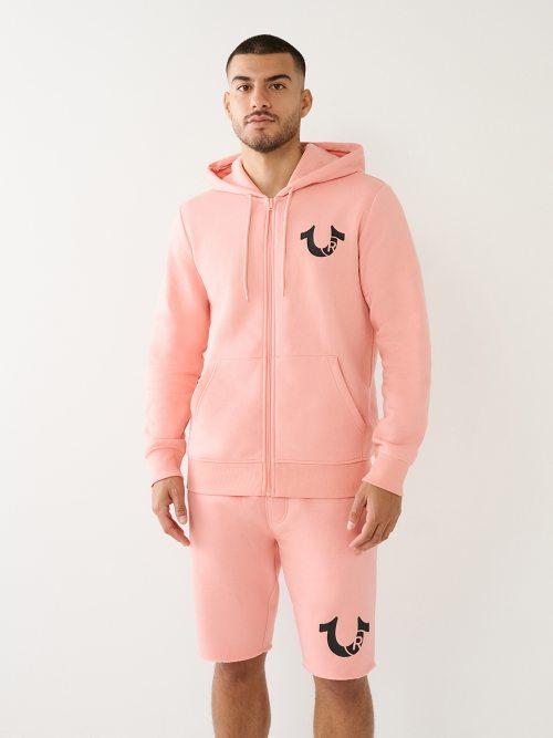 TRUE RELIGION ★【ジップパーカー】HORSESHOE ロゴで見せる一着 HORSESHOE APPLIQUE SUPER T FLEECE HOODIE | True Religion