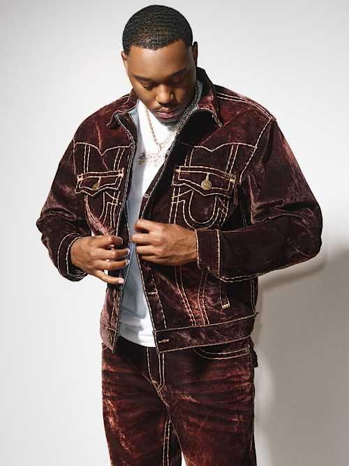 TRUE RELIGION Oversized Super T Velvet Jacket in Black for Men | Lyst