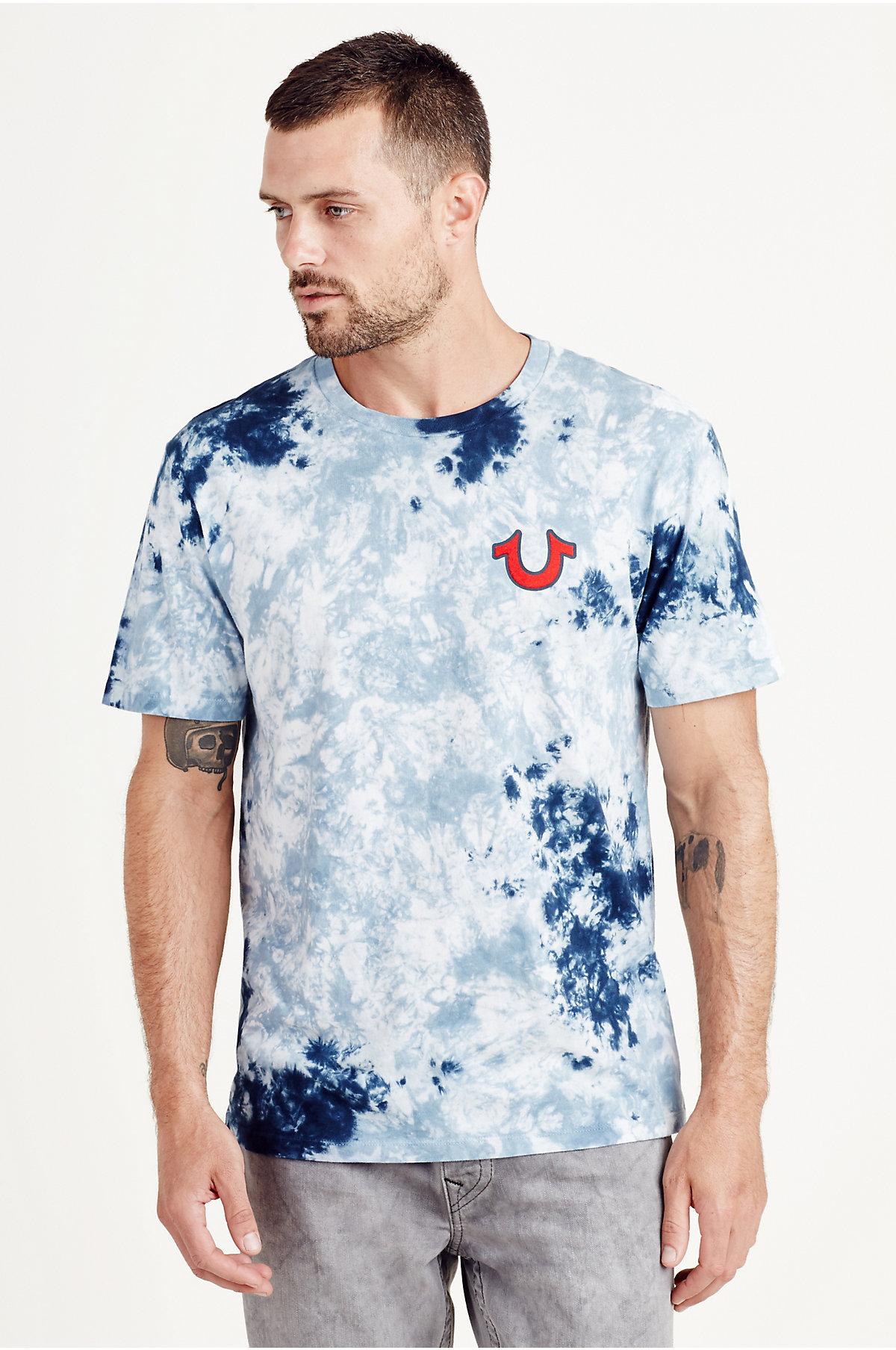 blue tie dye true religion shirt