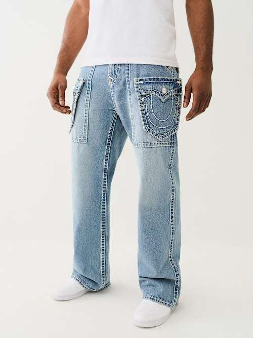 TRUE RELIGION Vinny Super T Ultra Baggy Cargo Jean in Blue for Men