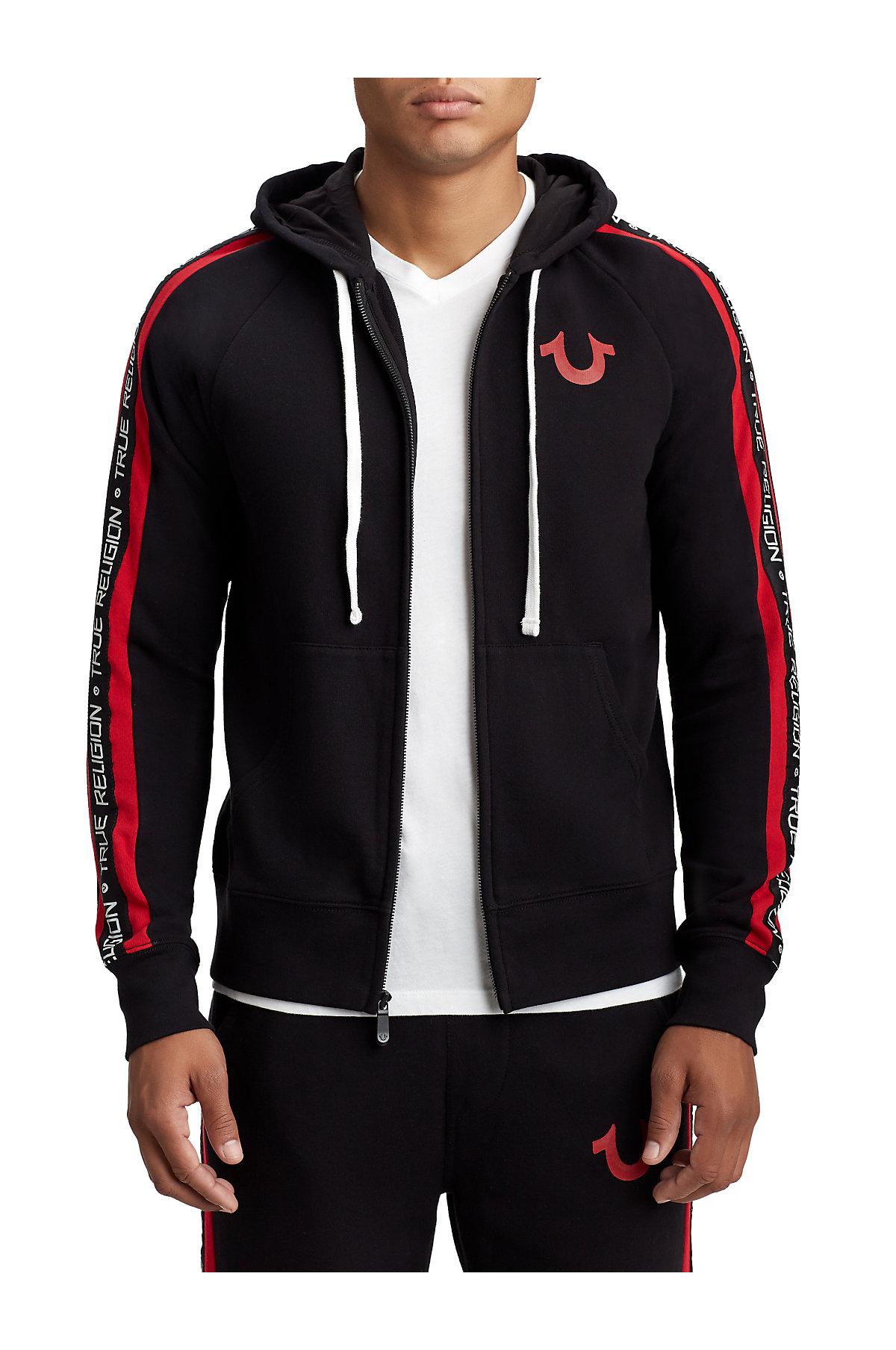 black and red true religion hoodie