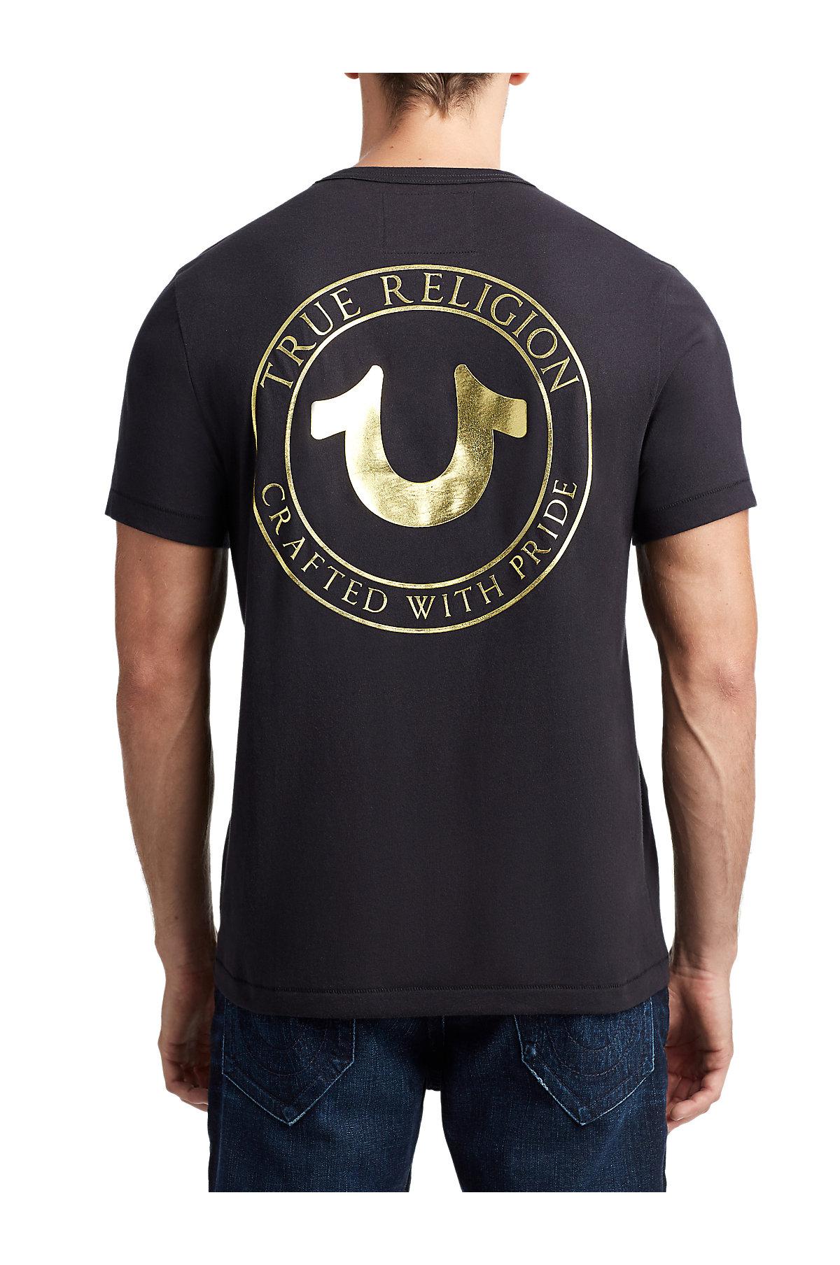 True Religion Metallic Prideful Shortsleeve Graphic Tshirt in Black