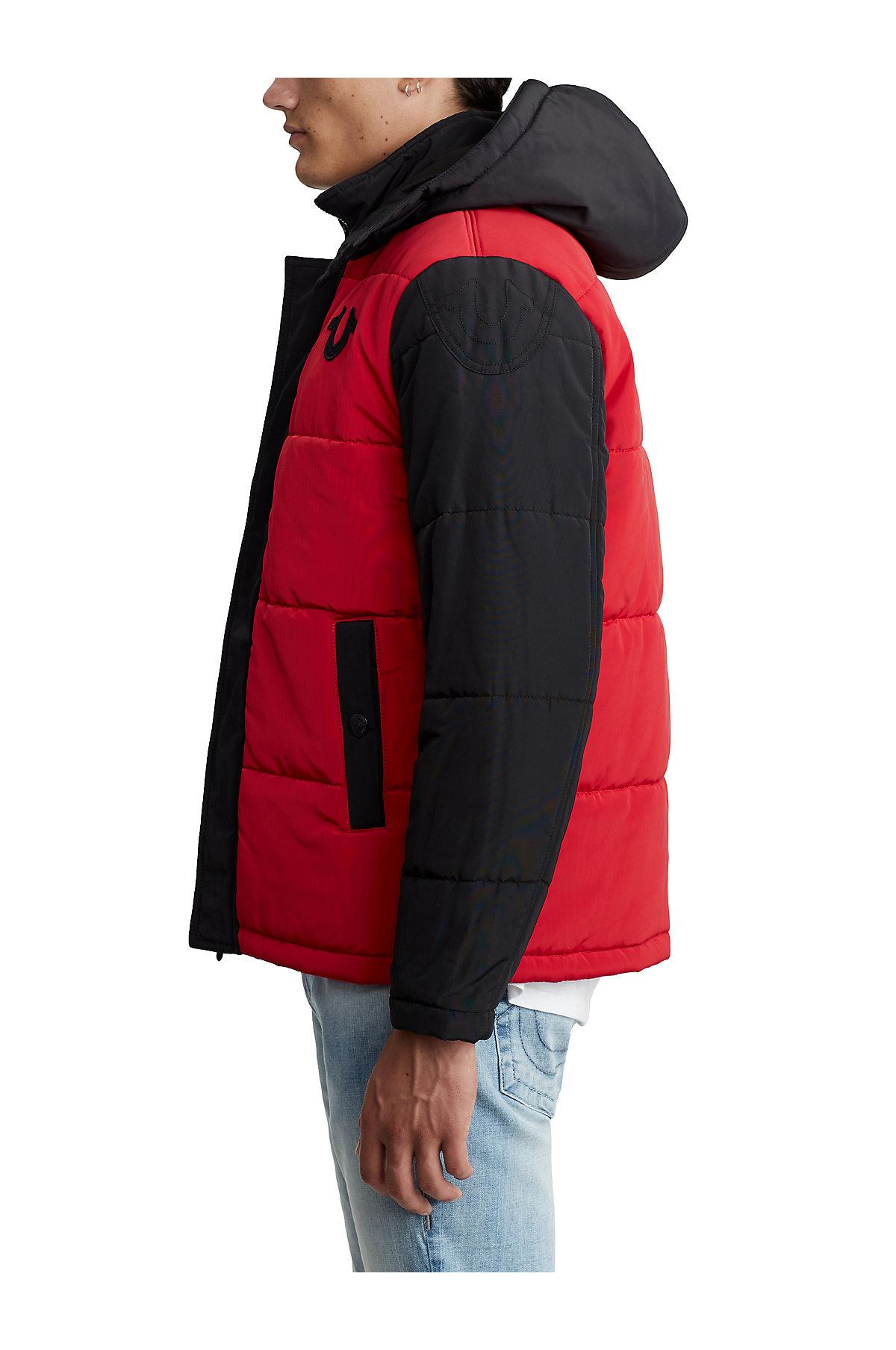 True Religion Hooded Puffer Jacket in Red for Men Lyst