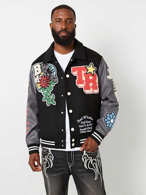 True Religion Bw X Tr Patch Varsity Jacket in Red for Men | Lyst