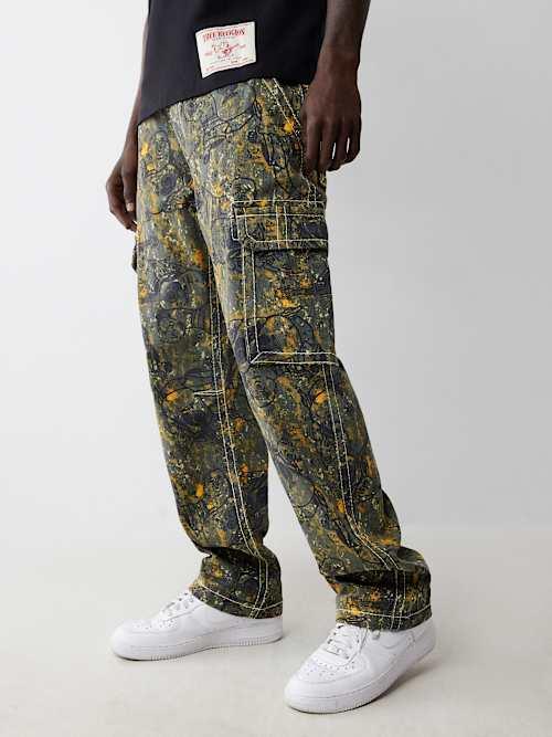 TRUE RELIGION Buddha Camo Big T Cargo Pant in Black | Lyst