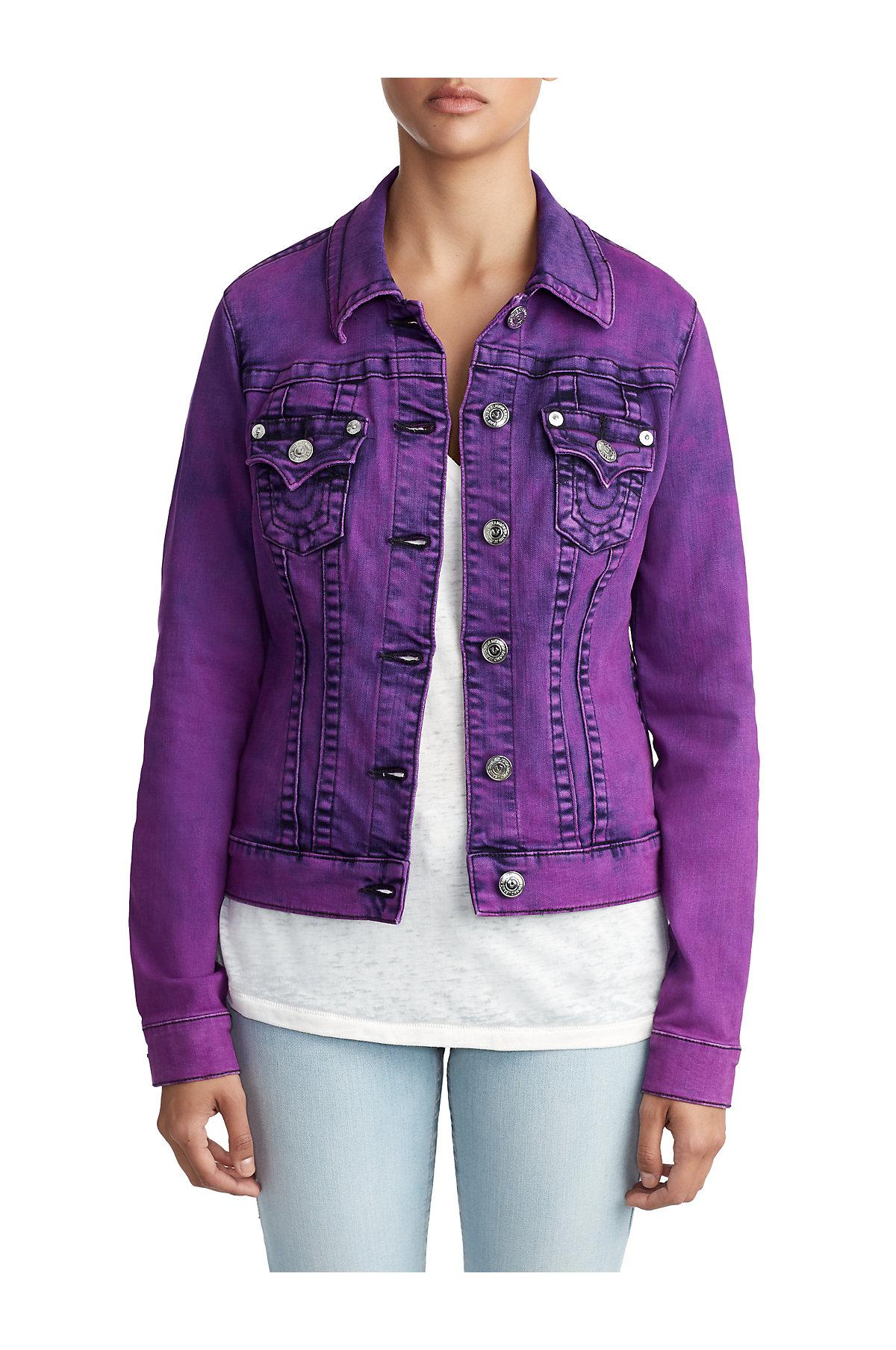 True Religion Trucker Jacket in Purple | Lyst
