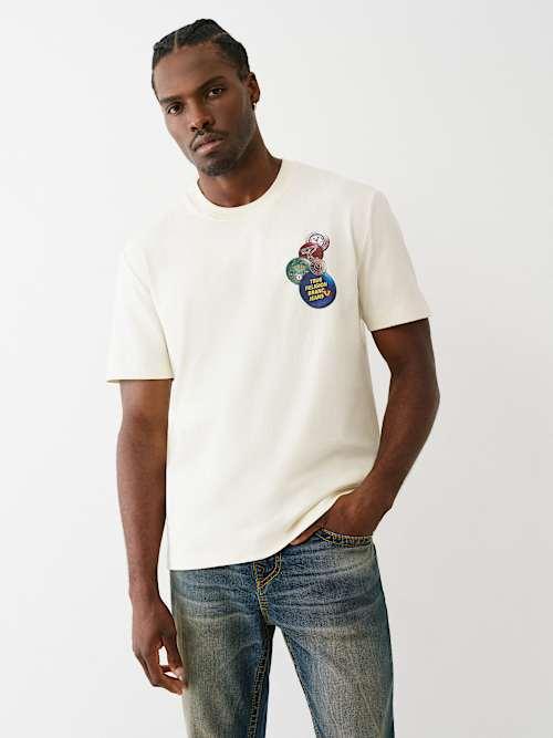 【TRUE RELIGION】★Tシャツ★ LOGO PINS HEAVYWEIGHT TEE True Religion Logo Pins Heavyweight T-shirt in White for Men