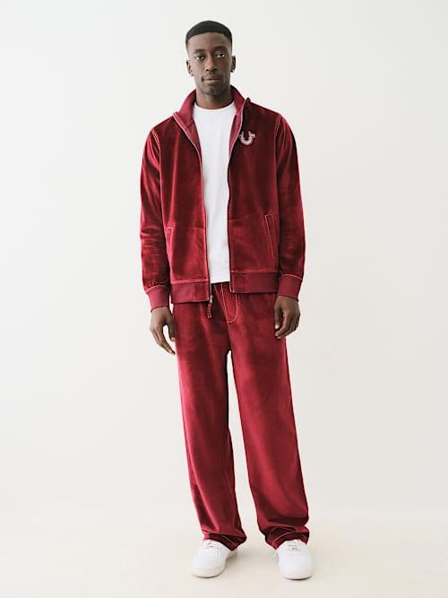TRUE RELIGION Velour Big T Straight Pant in Red Lyst