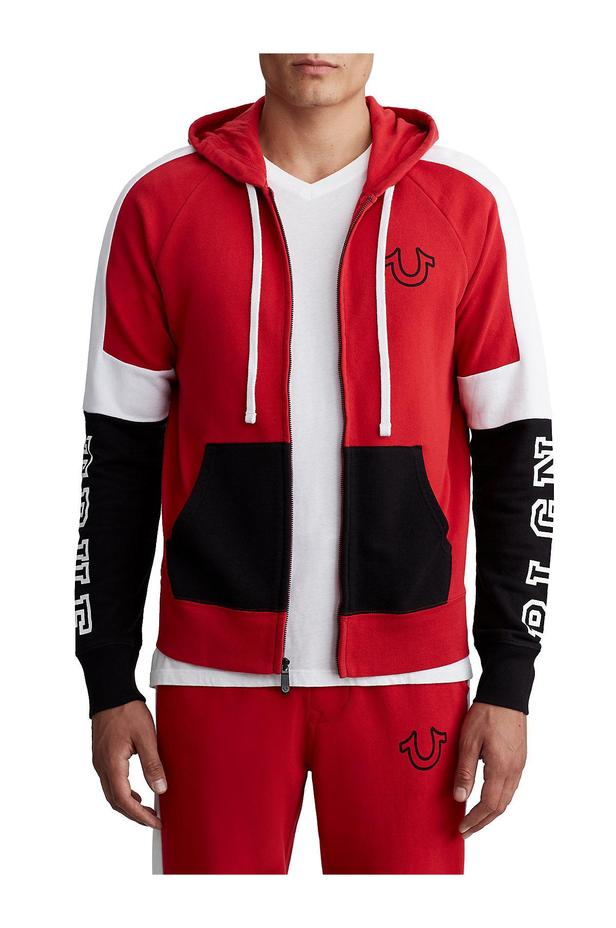 black and red true religion hoodie