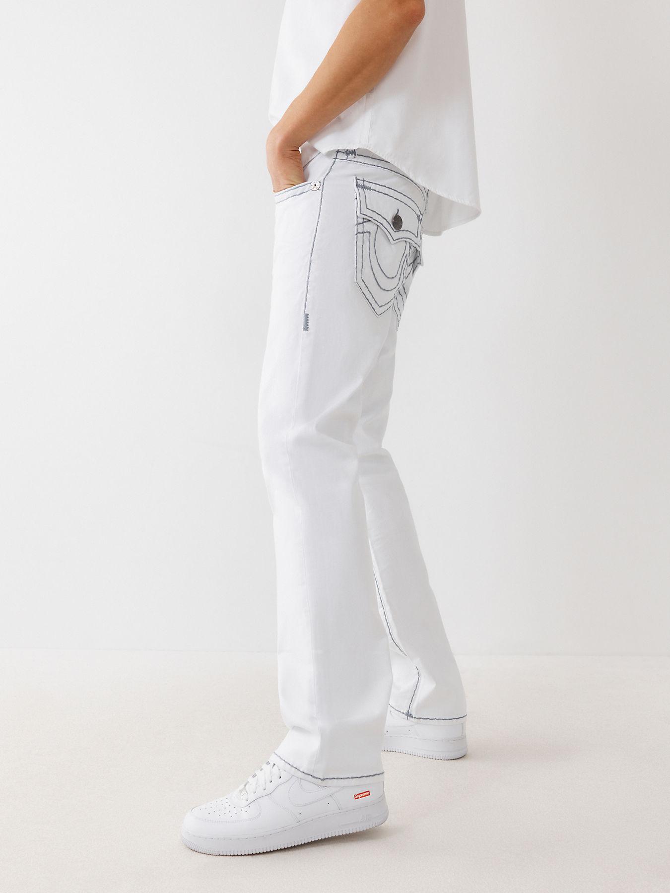 True Religion Ricky Super T Stitch Straight Jean in White | Lyst
