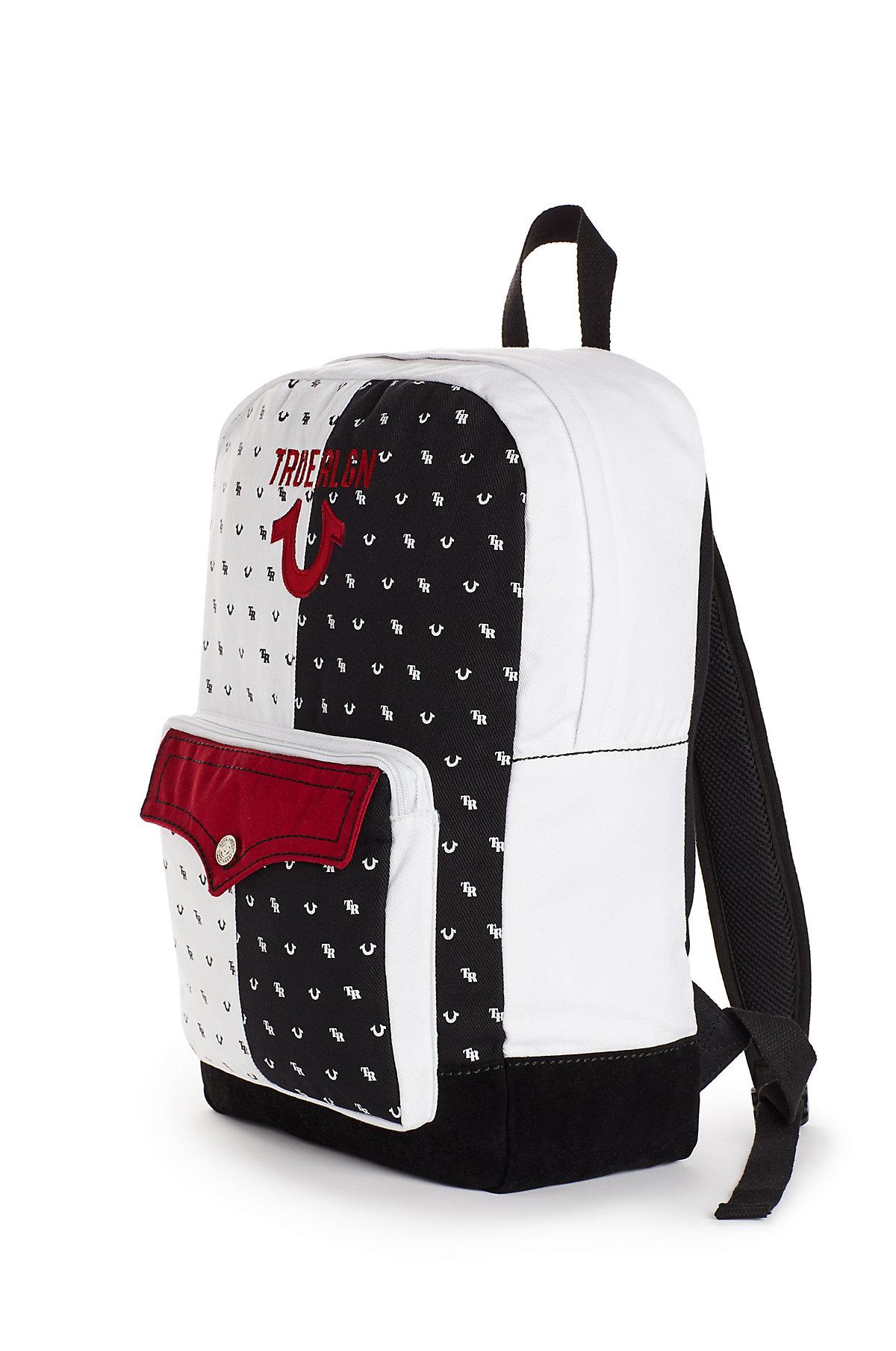 black and white true religion backpack