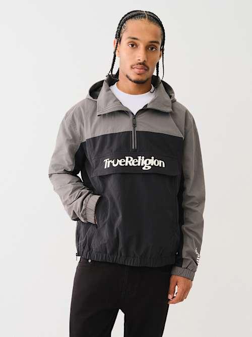 TRUE RELIGION Colorblock Hooded Anorak Jacket in Brown for Men | Lyst