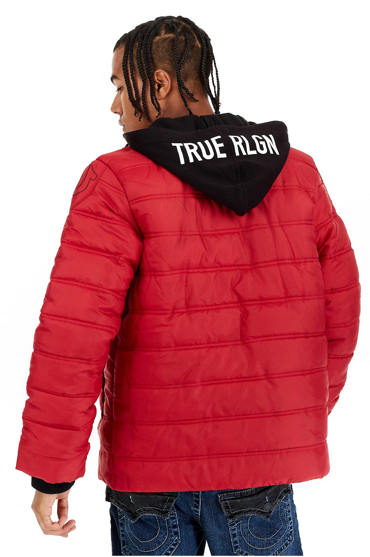 true religion black and red jacket