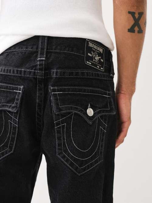 True Religion Single Needle Slim Flare Jean in Black | Lyst