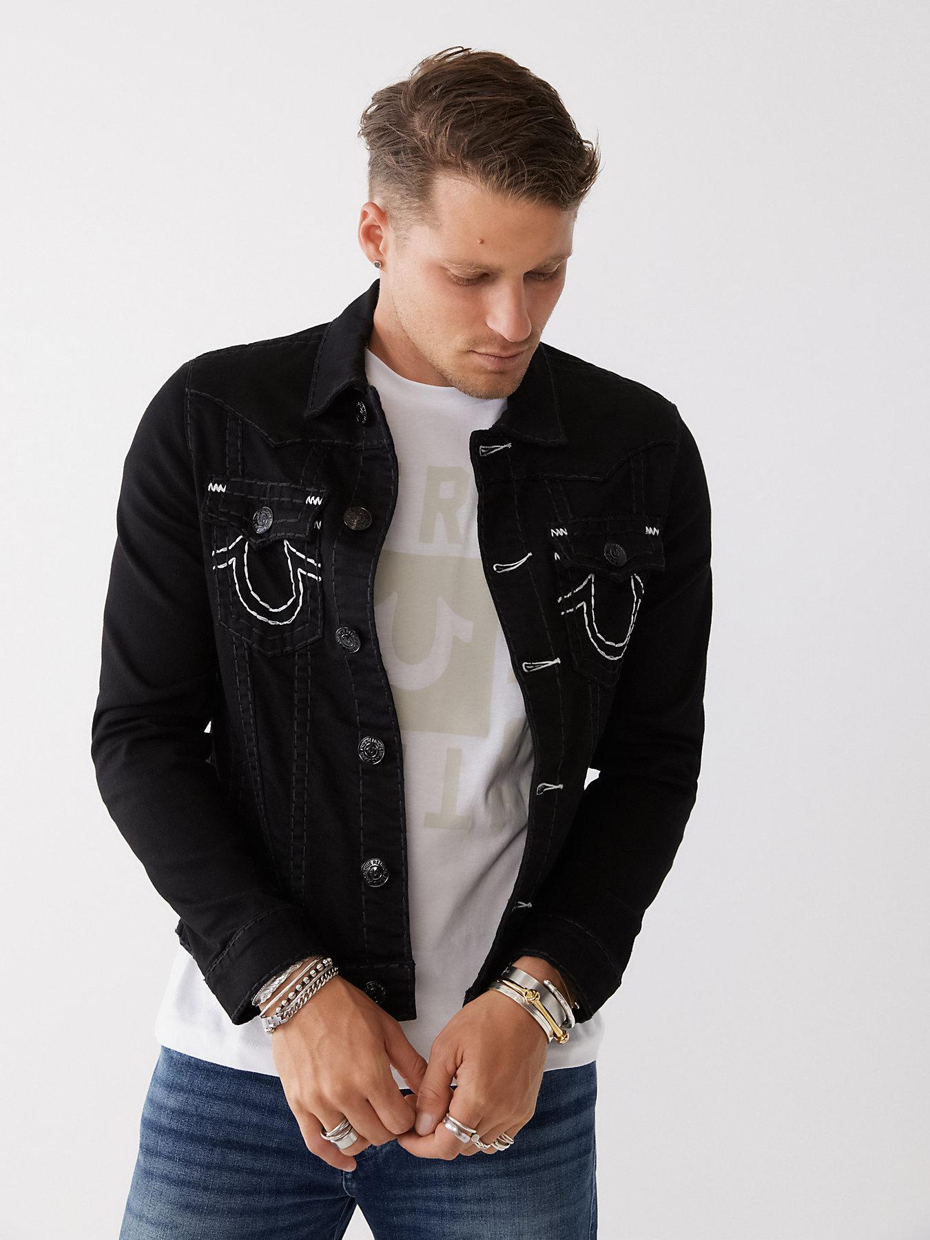 true religion black jean jacket