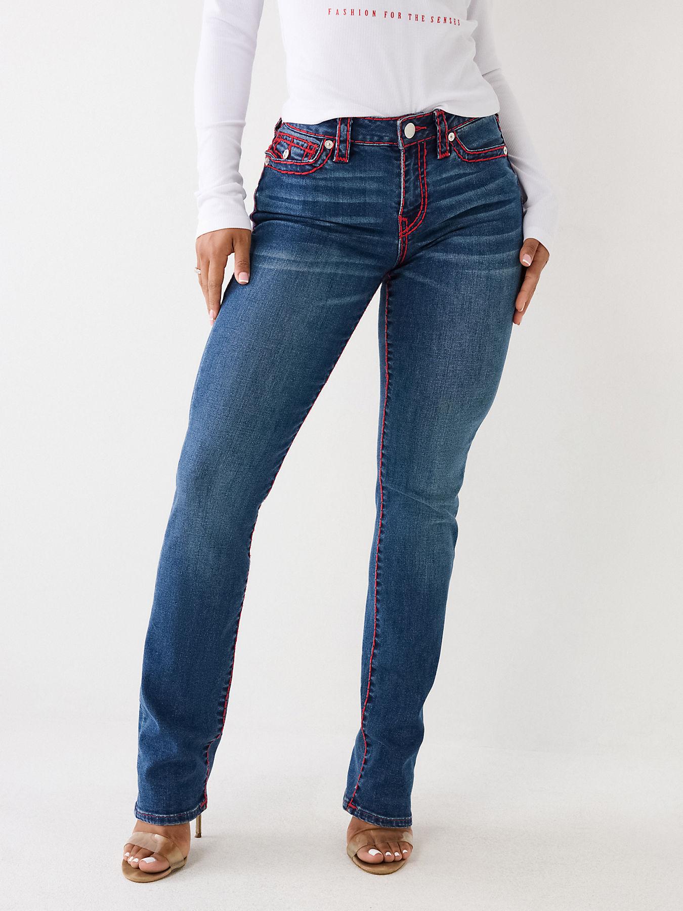 TRUE RELIGION Billie Super T Stitch Straight Jean in Blue Lyst