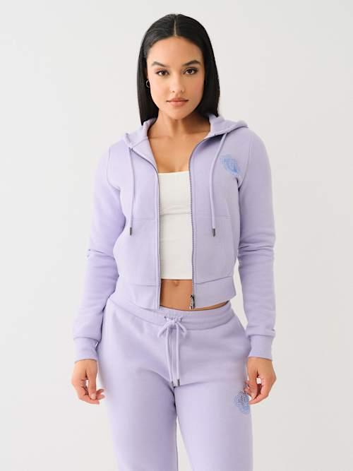 True Religion Crystal Logo Classic Zip Hoodie in Purple Lyst