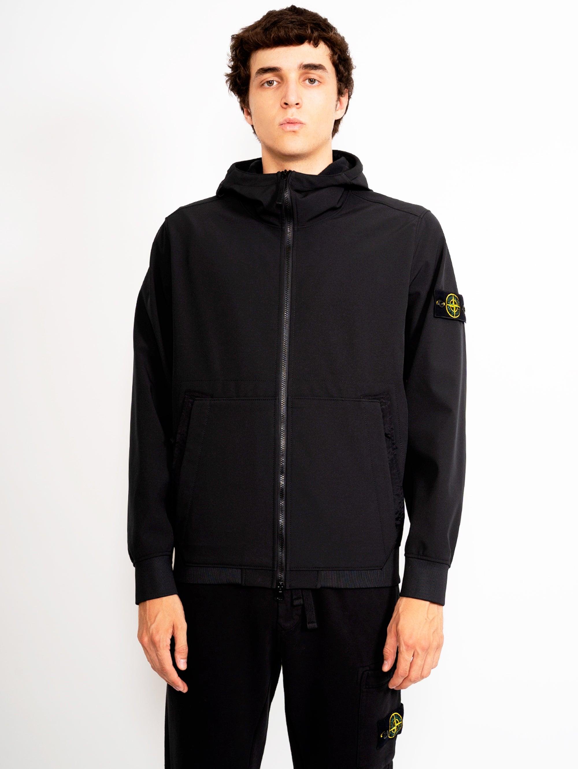 Stone Island Soft Shell-r Jacket With Black Hood for Men | Lyst