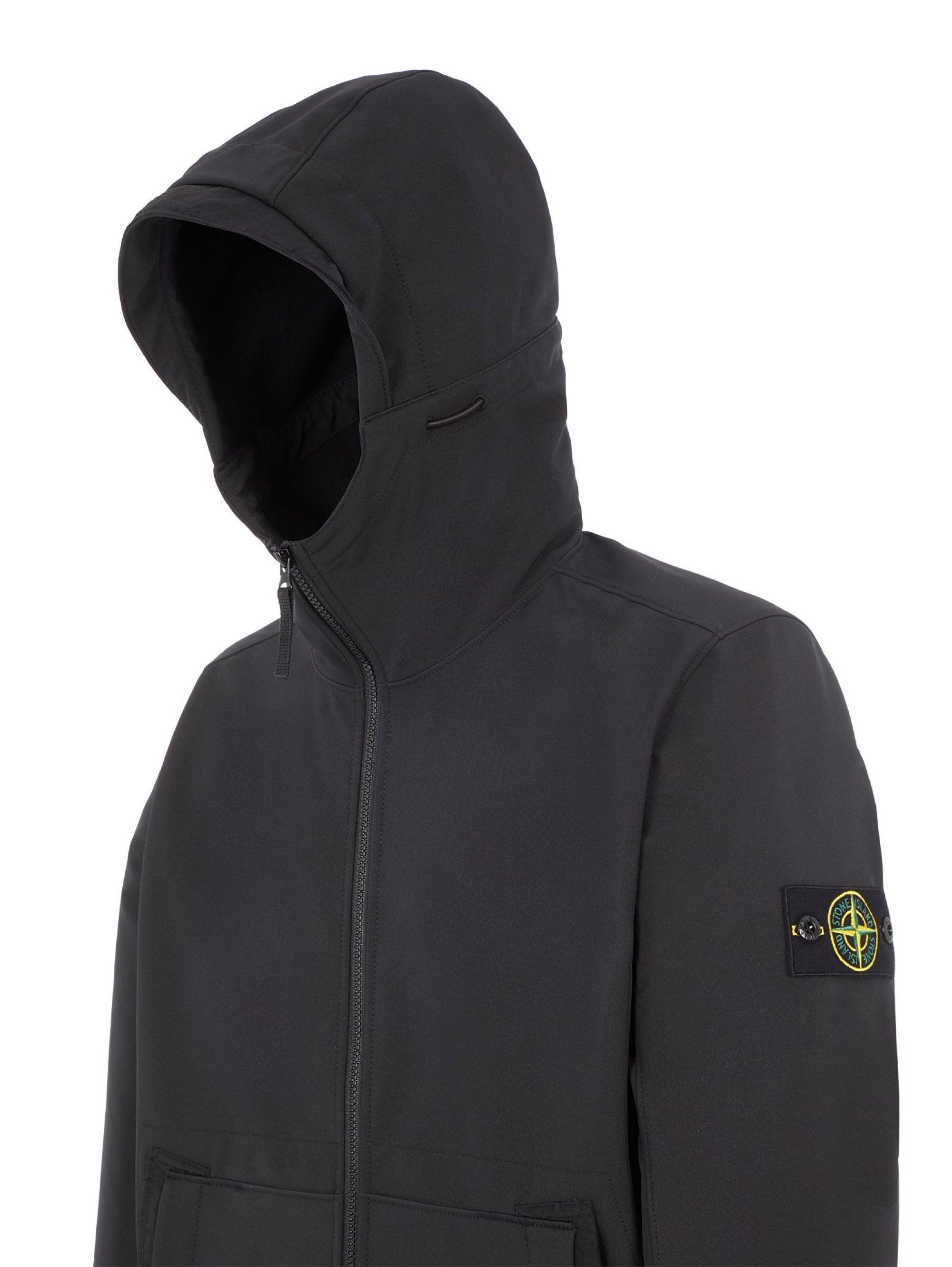 Stone Island Synthetic Soft Shell-r Jacket With Black Hood for Men | Lyst