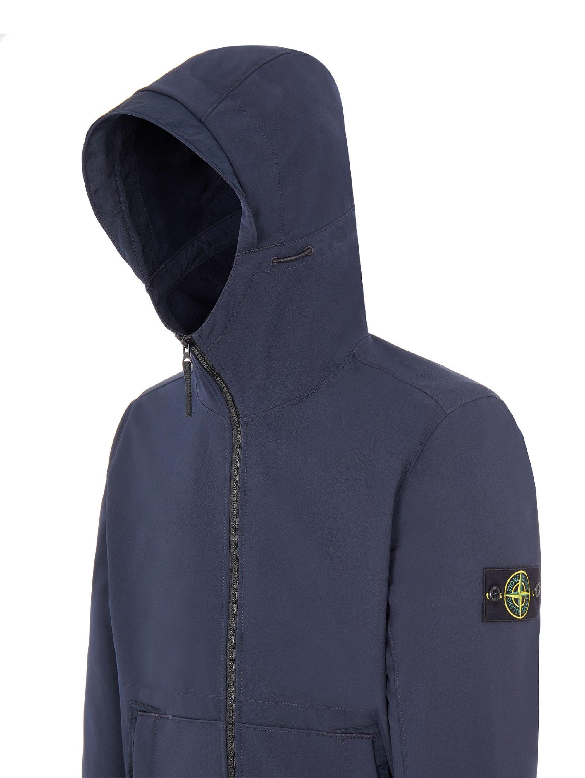 Stone Island Soft Shell-r Jacket With Blue Hood for Men | Lyst