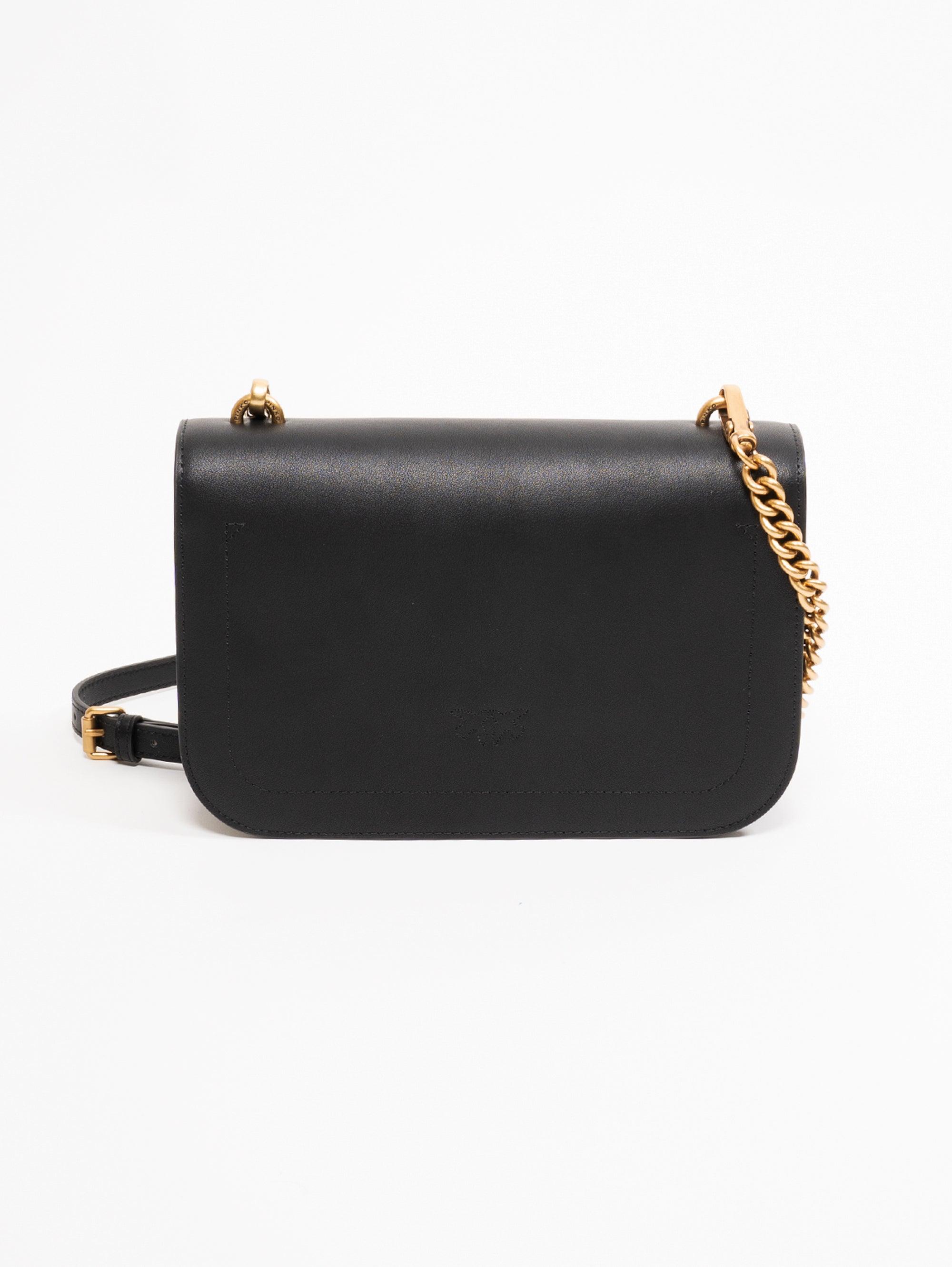 Pinko Leather Black Rounded Corner Bag | Lyst
