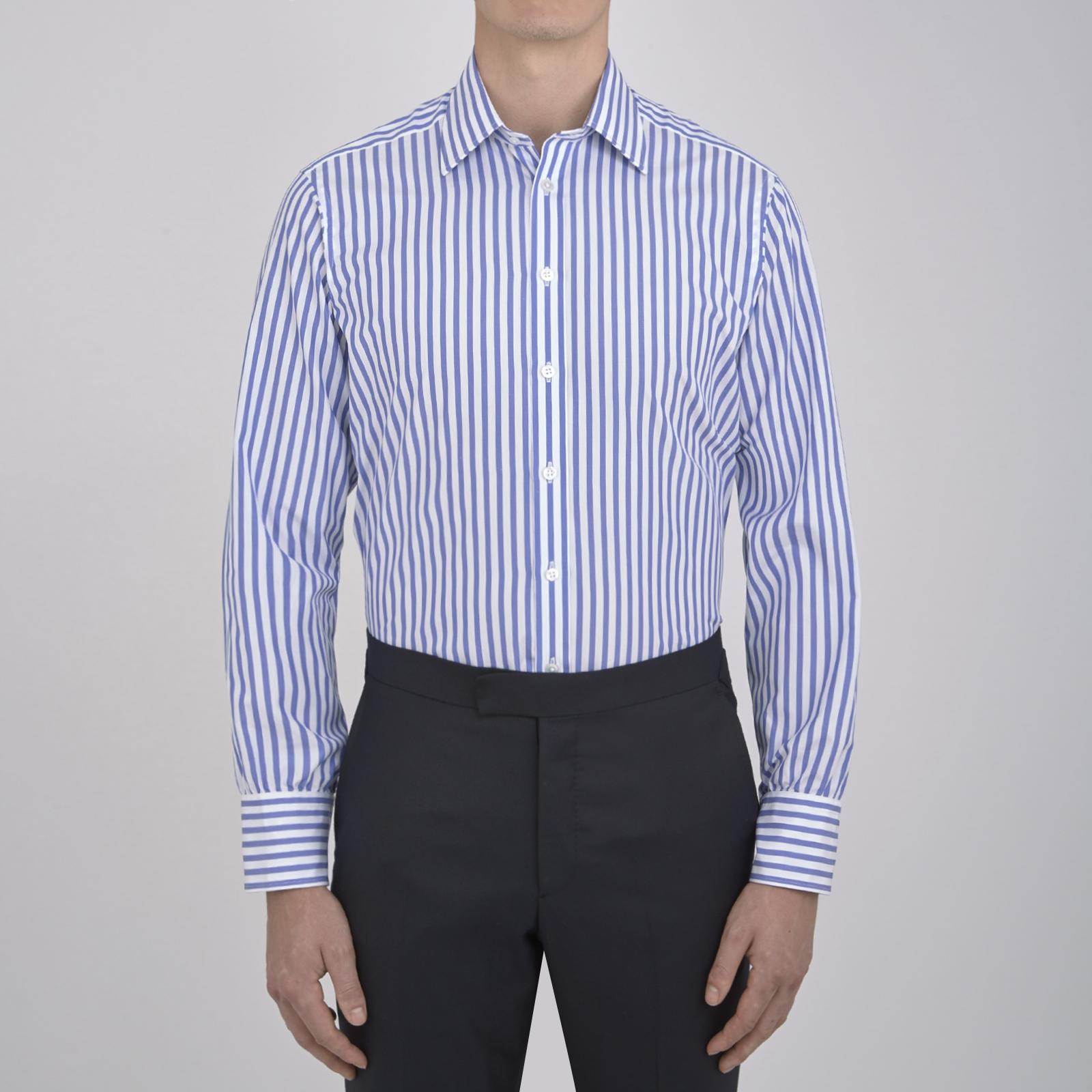 Turnbull & Asser Mid Blue Candy Stripe Cotton Shirt With Classic T&a ...