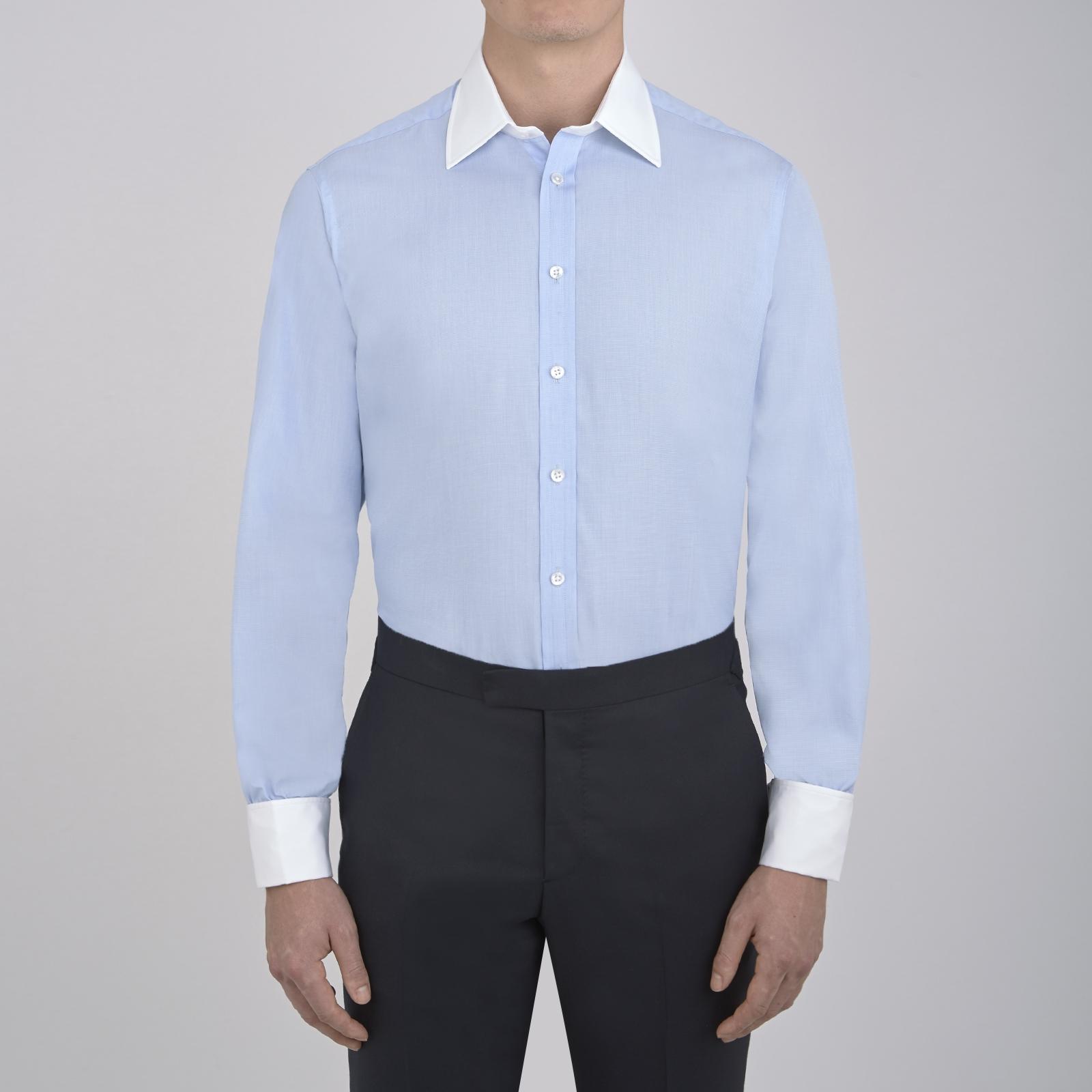 Turnbull & Asser Light Blue End-on-end Cotton Shirt With White Classic ...