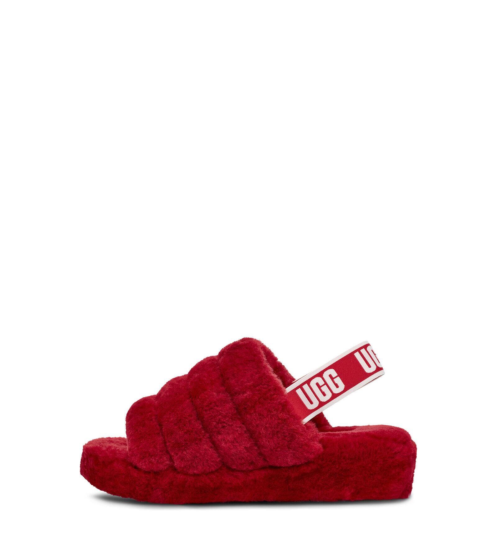 UGG Denim Fluff Yeah Slide Sheepskin in Red - Save 25% - Lyst