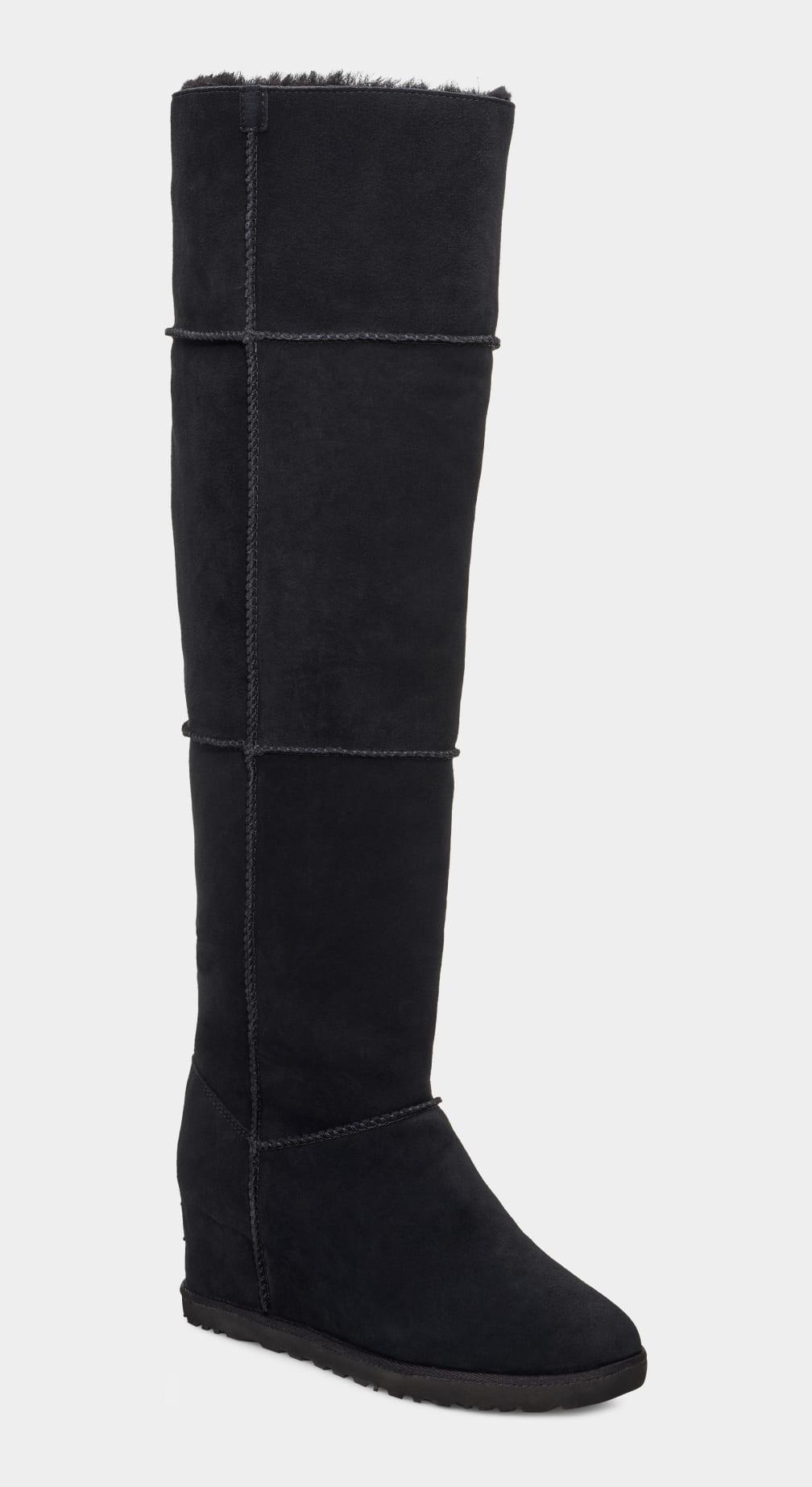 UGG Classic Femme Over-the-knee Sheepskin-lined Suede Boots in Black | Lyst