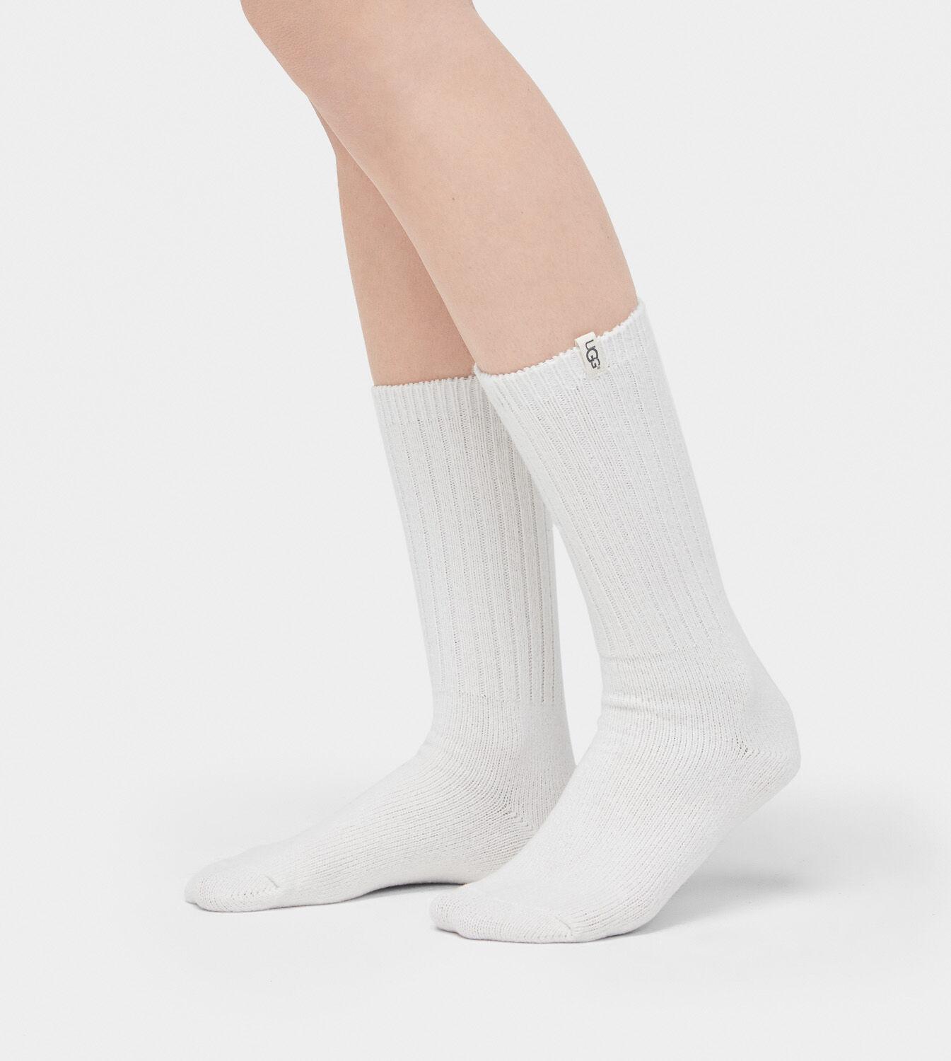 UGG Synthetic Rib Knit Slouchy Crew Sock in White Lyst